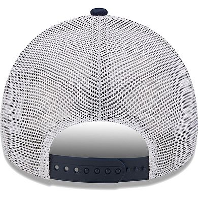 Men's New Era Navy/White New England Patriots Gradient Trucker 9FORTY Snapback Hat