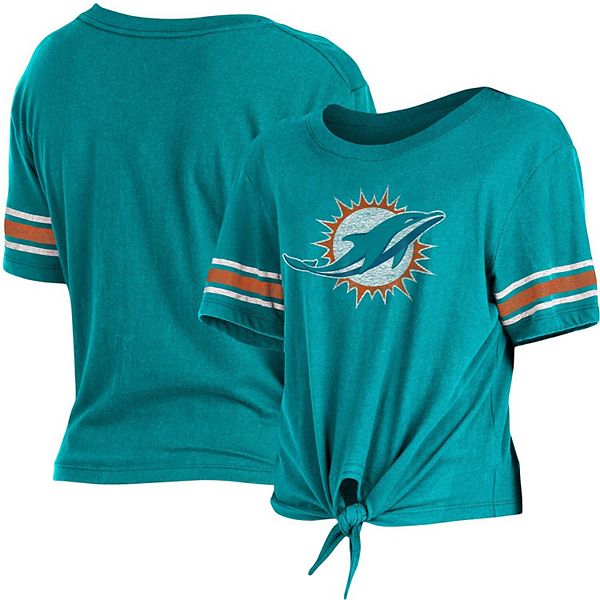 Women's New Era Aqua Miami Dolphins Tie Front Scoop Neck T-Shirt