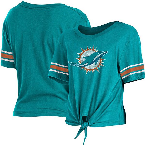 Women's Fanatics Branded Aqua Miami Dolphins #1 Mom Long Sleeve V-Neck  T-Shirt