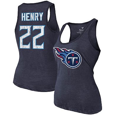 Women's Fanatics Branded Heathered Navy Tennessee Titans Name & Number Tri-Blend Tank Top