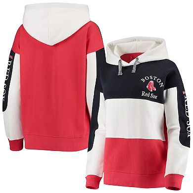 Women's Soft as a Grape Navy/Red Boston Red Sox Rugby Pullover Hoodie