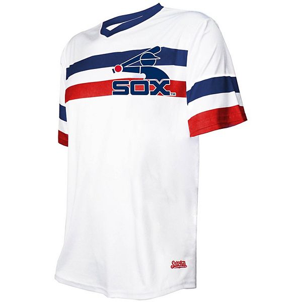 Men's Stitches White Chicago White Sox Cooperstown Collection V-Neck Jersey