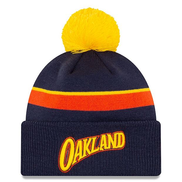 Men's New Era Navy Golden State Warriors 2020/21 City Edition Oakland  Forever Pom Cuffed Knit