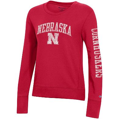 Women's Champion Red Nebraska Huskers University 2.0 Fleece Crewneck Sweatshirt