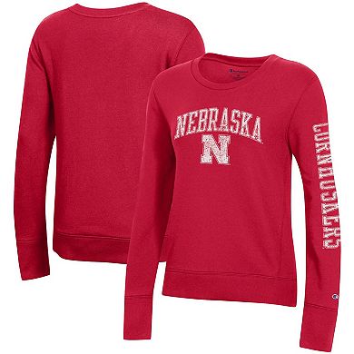 Women's Champion Red Nebraska Huskers University 2.0 Fleece Crewneck Sweatshirt