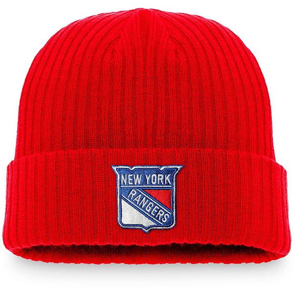 Men s Fanatics Branded Red New York Rangers Core Primary Logo Cuffed Knit Hat