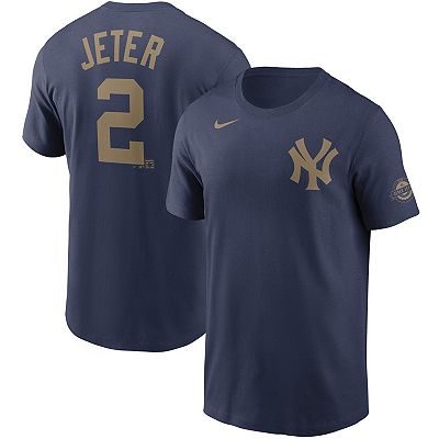 Men s Nike Derek Jeter Navy New York Yankees Gold Name Number T Shirt