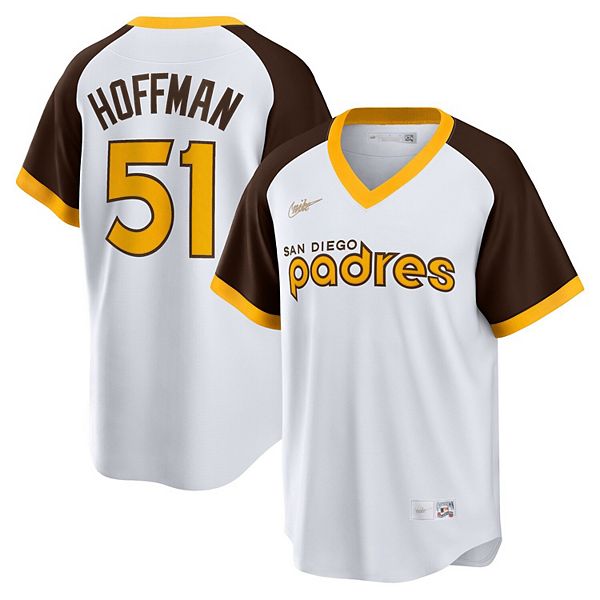 Men’s Nike Trevor Hoffman San Diego Padres Cooperstown Collection White and  Brown Jersey