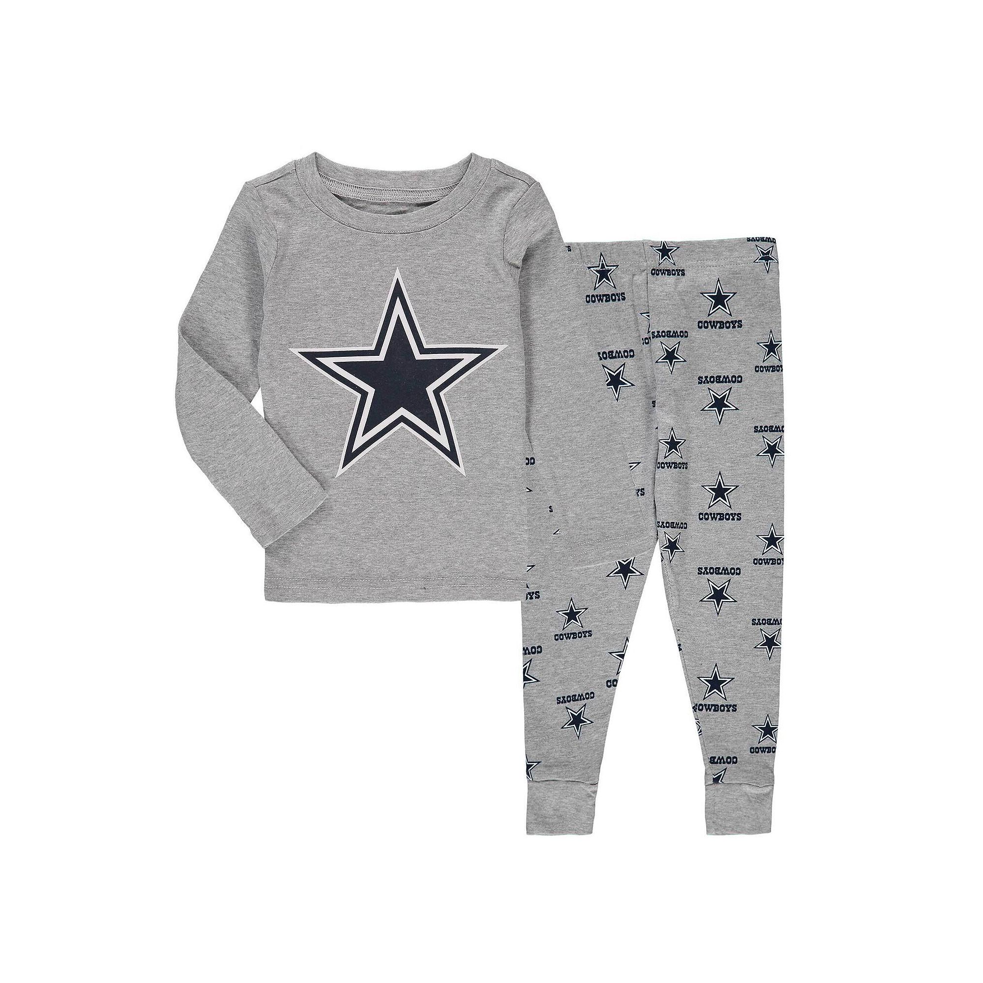 Toddler Heathered Gray Dallas Cowboys Long Sleeve T-Shirt & Pants Sleep Set