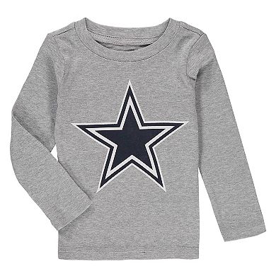 Toddler Heathered Gray Dallas Cowboys Long Sleeve T-Shirt & Pants Sleep Set