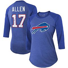 Women's G-III 4Her by Carl Banks White/Royal Buffalo Bills First Team  Three-Quarter Sleeve Mesh T-Shirt