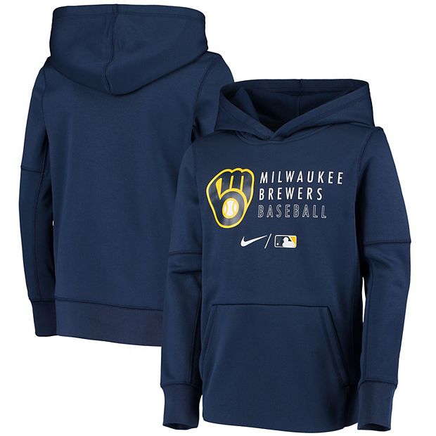 Youth Nike Navy Milwaukee Brewers Authentic Collection Performance Pullover  Hoodie