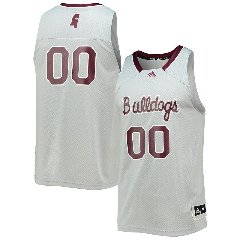 Mens adidas #00 Gray Mississippi State Bulldogs Reverse Retro Jersey, Size