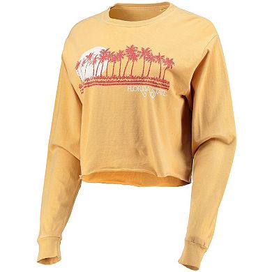 Women's Gold Florida State Seminoles Beach Club Cropped Long Sleeve T-Shirt