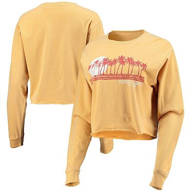 Women's Gold Florida State Seminoles Beach Club Cropped Long Sleeve T-Shirt