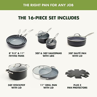 GreenPan Valencia Pro Hard Anodized Ceramic NonStick 16pc Cookware Set