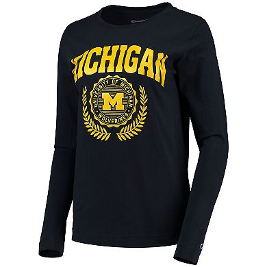 Women's Champion Navy Michigan Wolverines University Laurels Long Sleeve T-Shirt