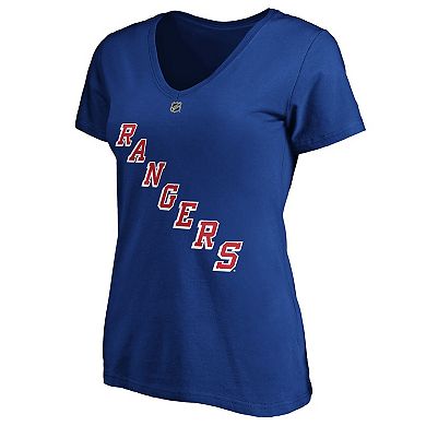 Women's Fanatics Branded Alexis Lafreniere Blue New York Rangers Plus Size Name & Number V-Neck T-Shirt