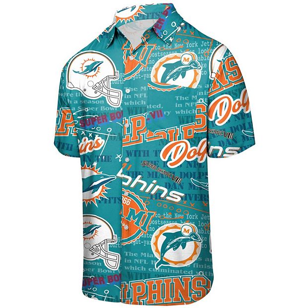 Men's FOCO Aqua Miami Dolphins Thematic Button-Up Shirt