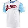 Men's Stitches White Minnesota Twins Cooperstown Collection Wordmark V-Neck Jersey