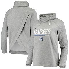 Women's Mitchell & Ness Heathered Gray New York Yankees Cooperstown  Collection Logo Lightweight Pullover Sweatshirt