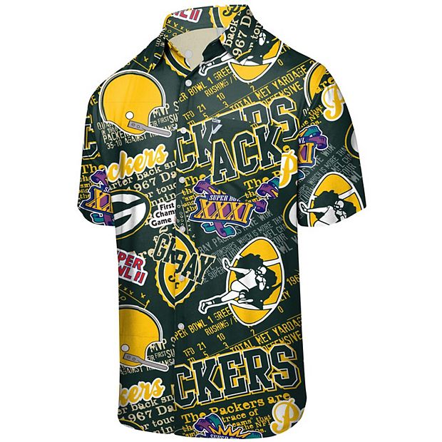 Men's FOCO Green Green Bay Packers Thematic Button-Up Shirt