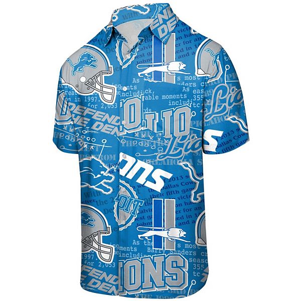 Men's FOCO Blue Detroit Lions Thematic Button-Up Shirt