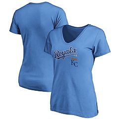 Women's Kansas City Royals Majestic White/Royal Plus Size Raglan V-Neck T- Shirt