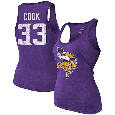 Women's Fanatics Branded Dalvin Cook Heathered Purple Minnesota Vikings Name & Number Tri-Blend Tank Top
