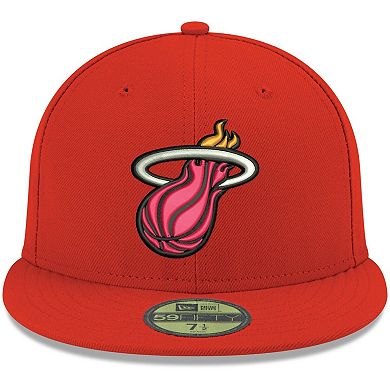 Men's New Era Red Miami Heat Official Team Color 59FIFTY Fitted Hat