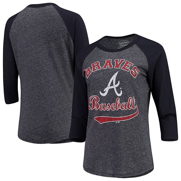 Atlanta Braves T-Shirt Men's Size XL Gray Long Sleeves Baseball Majestic