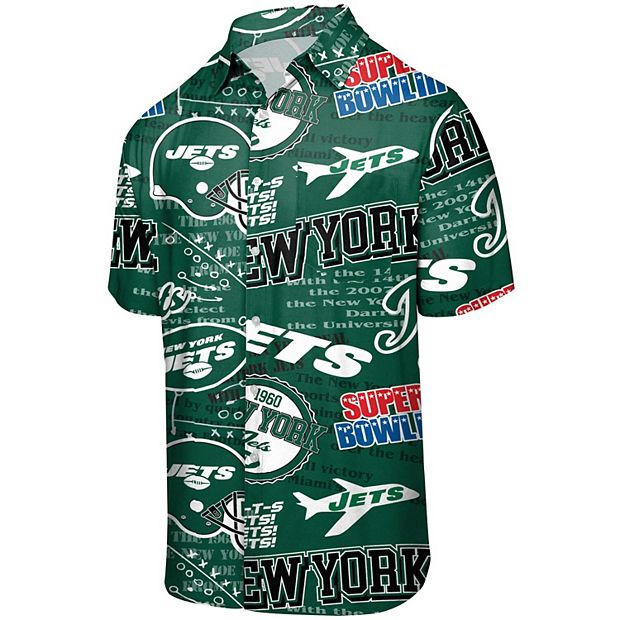 Men's FOCO Green New York Jets Thematic Button-Up Shirt