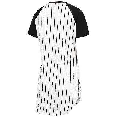 Women's Concepts Sport White/Black San Francisco Giants Vigor Pinstripe Raglan V-Neck Nightshirt