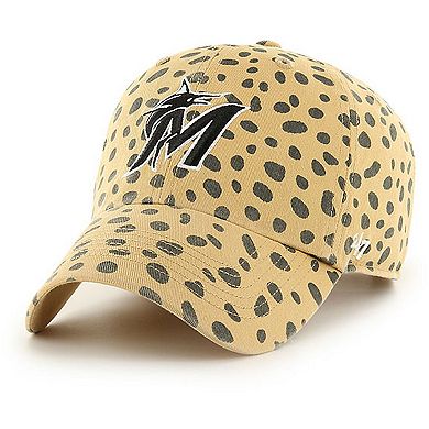 Women's '47 Tan Miami Marlins Cheetah Clean Up Adjustable Hat
