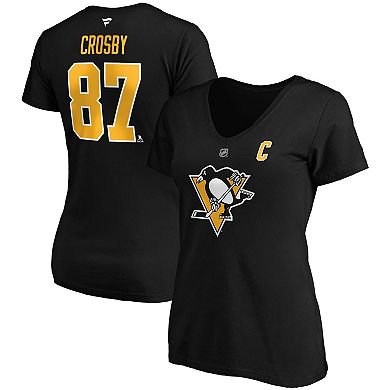 Women's Fanatics Branded Sidney Crosby Black Pittsburgh Penguins Plus Size Name & Number V-Neck T-Shirt