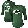 Women's Fanatics Branded Davante Adams Green Green Bay Packers Team Player Name & Number Tri-Blend Raglan 3/4-Sleeve T-Shirt