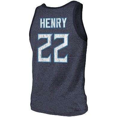 Men's Majestic Threads Derrick Henry Navy Tennessee Titans Name & Number Tri-Blend Tank Top