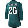 Women's Fanatics Branded Miles Sanders Midnight Green Philadelphia Eagles Team Player Name & Number Tri-Blend Raglan 3/4-Sleeve T-Shirt