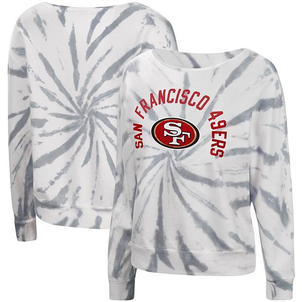 Women's Touch White San Francisco 49ers Equalizer Tie-Dyed Pullover  Sweatshirt