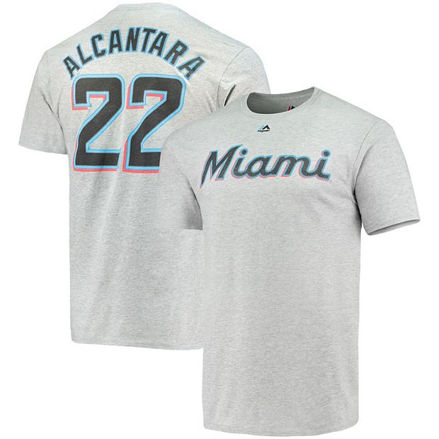 Men's Majestic Sandy Alcantara Gray Miami Marlins Player Name