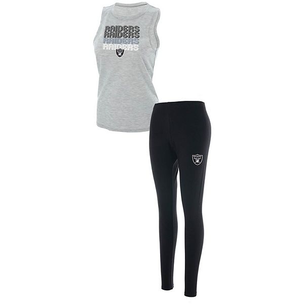 Women's Las Vegas Raiders Concepts Sport Heathered Gray/Black Profound Tank  Top & Leggings Sleep Set