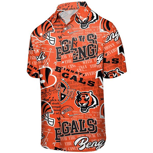 Men's FOCO Orange Cincinnati Bengals Thematic Button-Up Shirt