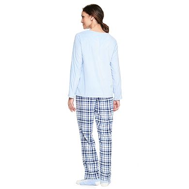 Women's Croft & Barrow® Velour Long Sleeve Pajama Top & Pajama Pants Set