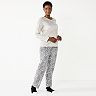Women's Croft & Barrow® Velour Long Sleeve Pajama Top & Pajama Pants Set 