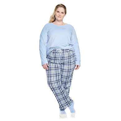Plus Size Croft & Barrow® Velour Long Sleeve Pajama Top & Pajama Pants Set