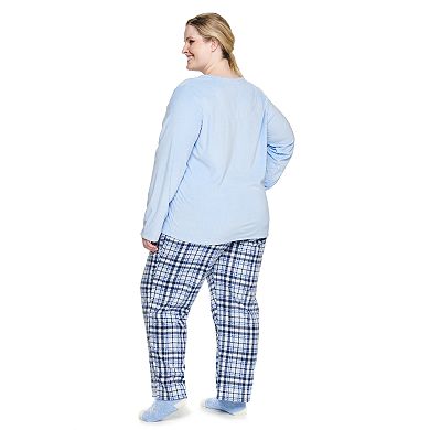 Plus Size Croft & Barrow® Velour Long Sleeve Pajama Top & Pajama Pants Set