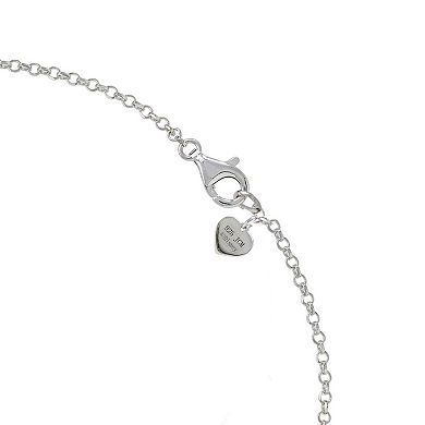 Disney's Sterling Silver Freshwater Cultured Pearl Crown & Heart Charm Bracelet