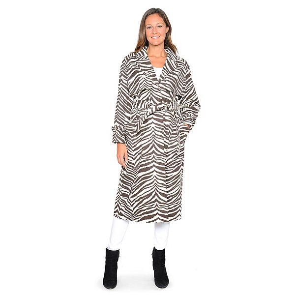 Women's Fleet Street Zebra-Print Long Trench Coat