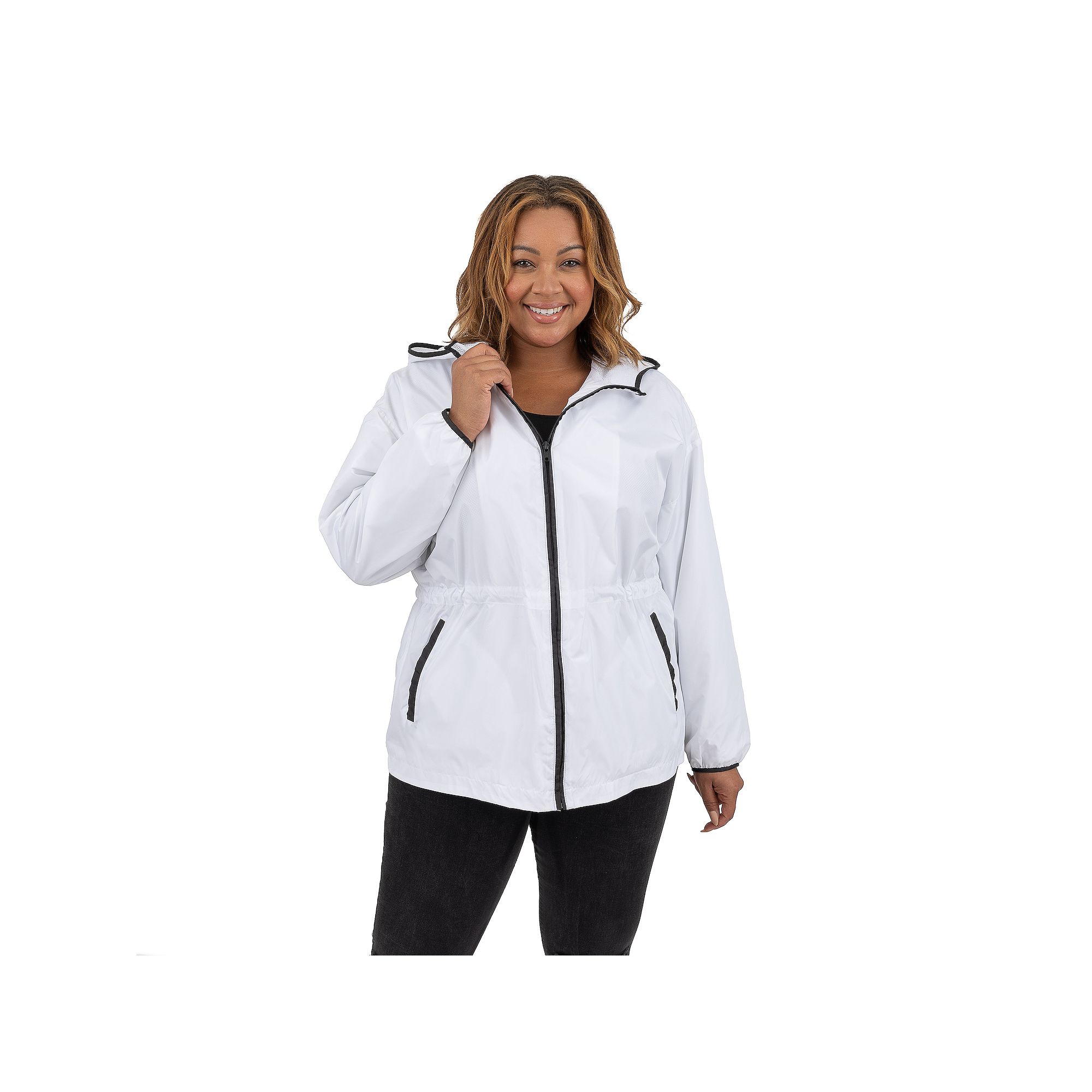 Plus Size Fleet Street Hooded Drawstring-Waist Anorak Jacket, Womens, Size