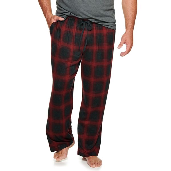 Mens Kohls Red & Blue Plaid Fleece Lounge Pajama Pants Medium